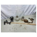 Vtg oil lamps. Wall brackets. Unk cond