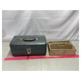 Metal Tackle Box and Wood Tool Tray