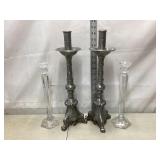 Tall Pewter & Crystal? Candlesticks