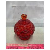 L.E. Smith Amberina Moon And Stars Candy Dish