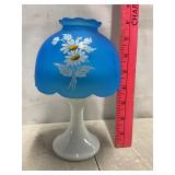 Vtg Westmoreland blue satin glass fairy lamp