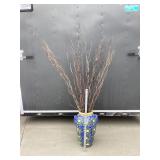 Large Ornate Vase w/ Curly Sticks