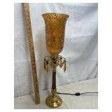 Mosaic table lamp. Missing one pendant. Works