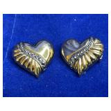 Two vintage heart  pins/brooches.  About 1" wide,