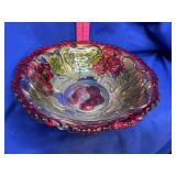 Hand Painted  glass 9" vegetable Bowl