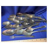 18 Silverplate Spoons and 1 Silverplate pickle