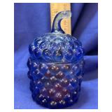 Cobalt Blue Hobnail Candle/Votive Holder - lid is