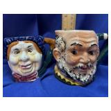 Two small Toby Mugs.  One is chipped