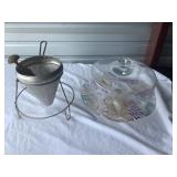 Antique Sieve and Pestle and cake dish