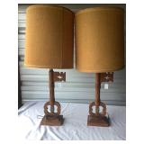 Pair of Vintage Wooden Key Lamps