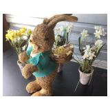 Large Rabbit and Flower Decor