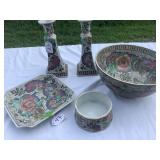 Asian Serving Dishes and Candlesticks