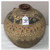 Vtg Earthenware Clay Jug-9 Inches Tall