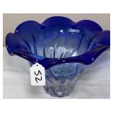 Vtg Shannon Cobalt Blue/Clear Glass Bowl