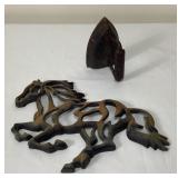 Vtg Cast Iron #6 Sad Iron and Horse