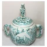 Cool Vtg German Pottery Lidded Punch Bowl-13x13 In