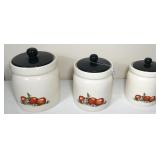 Set of 3 Apple Ceramic Canisters