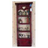 Small Wooden Shelf w/ Knick Knacks-11x28 Inches