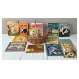 Pretty Basket w/ Vtg Childrens Books