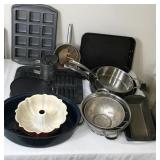 Tote of Cookware/Baking/Sifter/Strainers/Etc