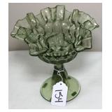 Fenton Green Compote Glass Dish