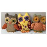 Trio of Cute Owl Throw Pillows