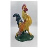 Vintage hand-painted ceramic rooster figurine.