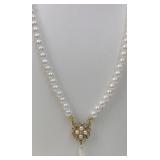 Faux Pearl Strand Dangle Pendant Necklace
