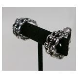 Avon Silver Tone Filigree Clip Hoop Earrings