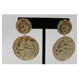 Gold Tone Coin Dangle Earrings