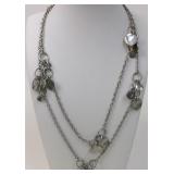 Silver Tone Chain Necklace Hammered Discs