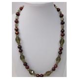 Faux Burgundy Pearls Faceted Glass Stone Necklace