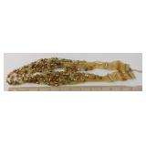 Multi-Strand Amber Topaz & Gold Glass Necklace