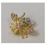 Joan Rivers Pastel Rhinestone Bee Brooch Pin