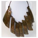 Brutalist Sculptural Enameled Copper Necklace