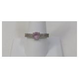 Bomb Party Pink Sapphire Silver Tone Ring Sz 10