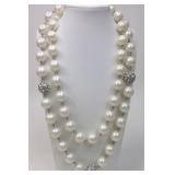 2-Strand Faux Pearl Rhinestone Ball Bead Necklace
