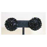 Liz Claiborne Black Glass Beaded Disc Earrings