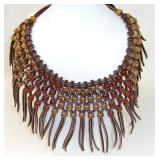 Tribal Bohemian Beaded Tassel Suede Necklace