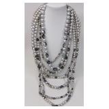 Graziano Multi-Strand Grey & Black Necklace