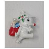 Vintage Christmas Mouse Brooch