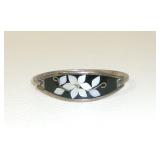 Mexico Mother-of-Pearl Onyx Inlay Silver Bracelet