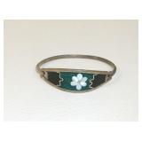 Vintage Mexico Silver MOP Inlay Bangle Bracelet