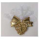 Victorian Revival Cherub with White Lace Brooch