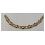 Gold Tone Faux Pearl Rhinestone Bracelet