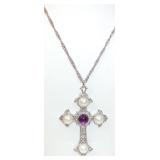 Sarah Coventry Large Faux Pearl Cross Pendant