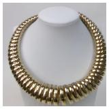 1980s Gold Tone Metal Coil Choker Necklace