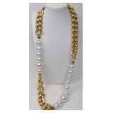 Carolyn Tanner Chunky Faux Pearl & Gold Chain