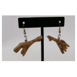 Hand Carved Giraffe Dangle Earrings