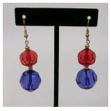 Red & Blue Dangle Earrings